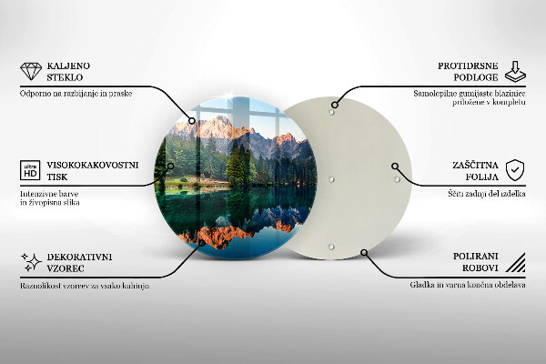 Üveg vágódeszka Erdő és hegyi tó