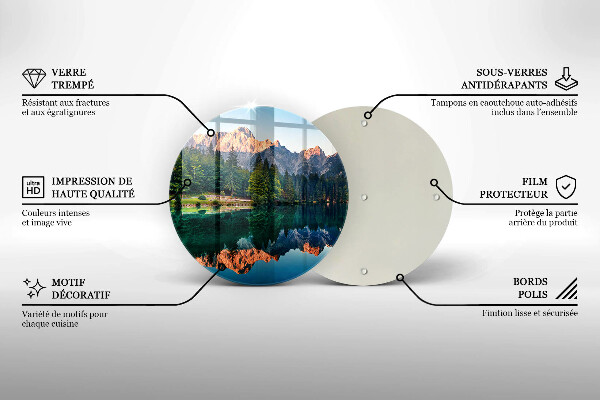 Üveg vágódeszka Erdő és hegyi tó