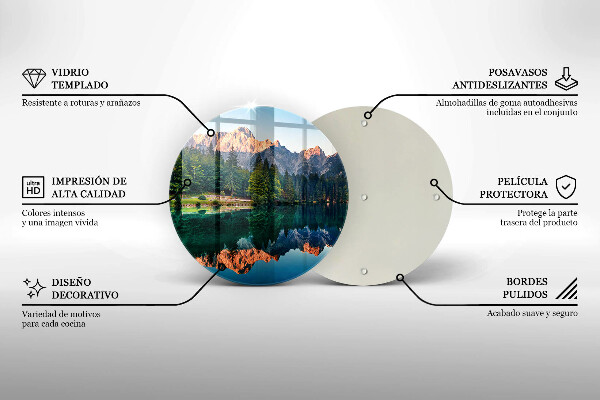 Üveg vágódeszka Erdő és hegyi tó