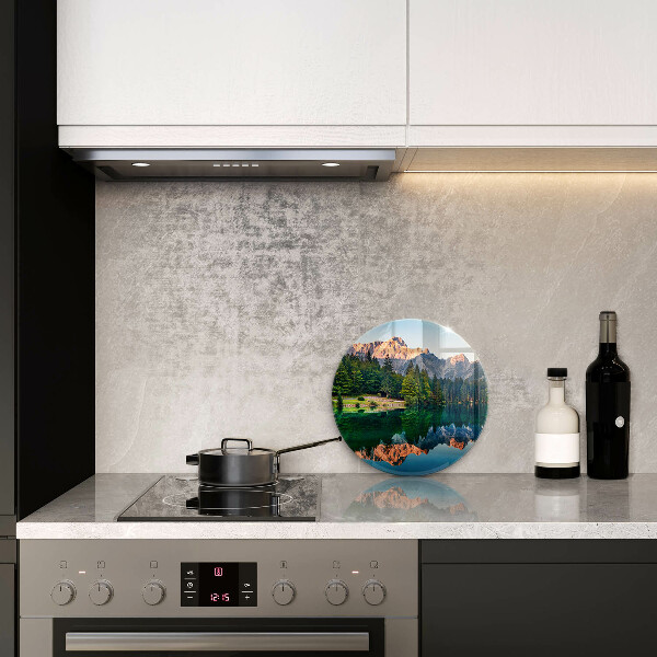 Üveg vágódeszka Erdő és hegyi tó