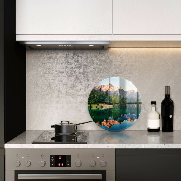 Üveg vágódeszka Erdő és hegyi tó