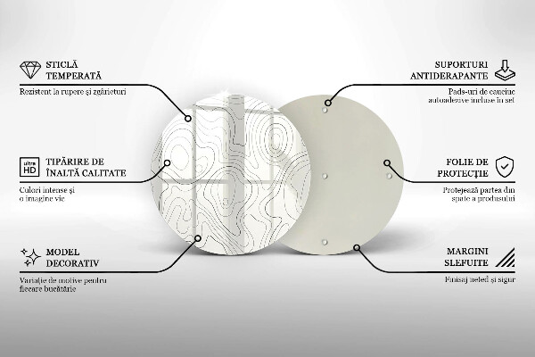 Üveg vágódeszka Line art design
