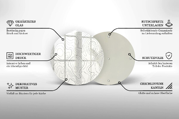 Üveg vágódeszka Line art design