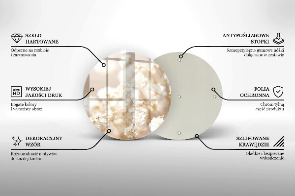 Üveg vágódeszka Finom fehér virágok