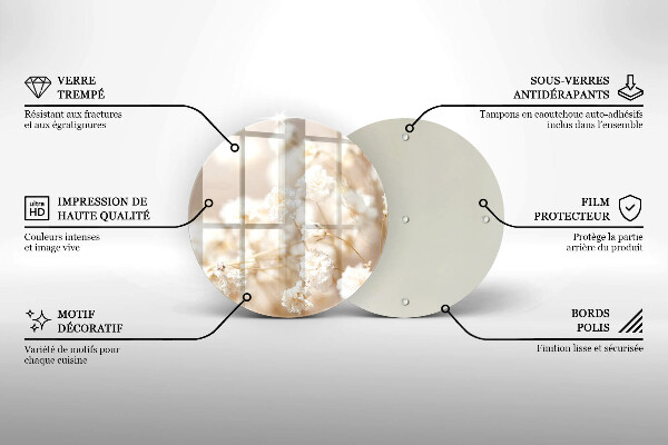 Üveg vágódeszka Finom fehér virágok