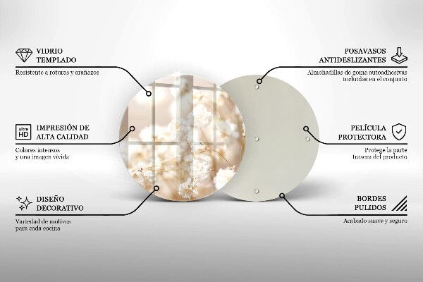 Üveg vágódeszka Finom fehér virágok
