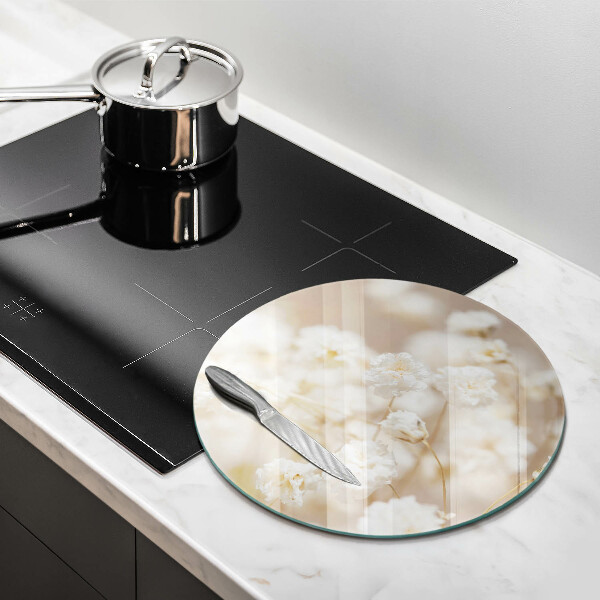 Üveg vágódeszka Finom fehér virágok