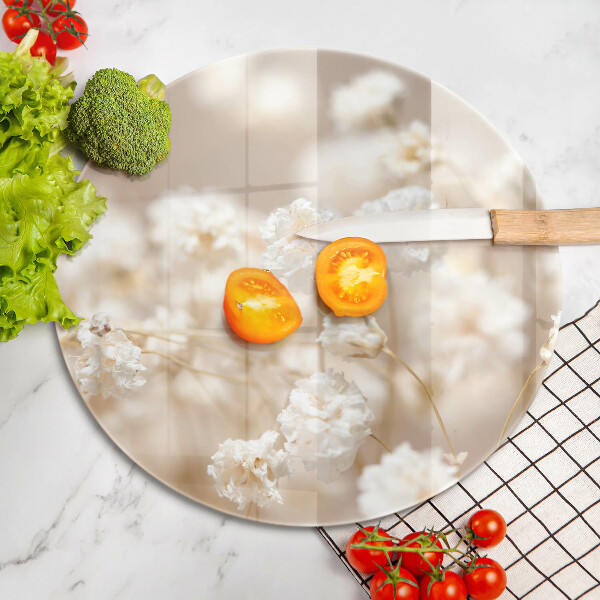 Üveg vágódeszka Finom fehér virágok