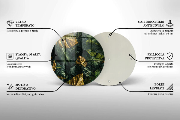 Üveg vágódeszka Arany monstera levelek