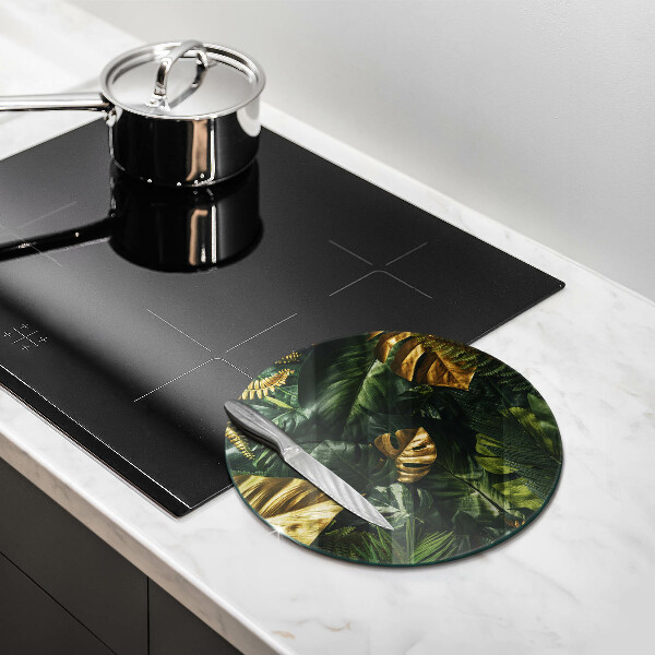 Üveg vágódeszka Arany monstera levelek