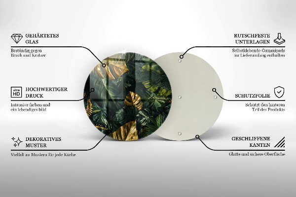 Üveg vágódeszka Arany monstera levelek