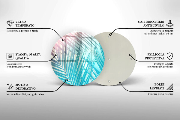 Üveg vágódeszka Pasztell levelek