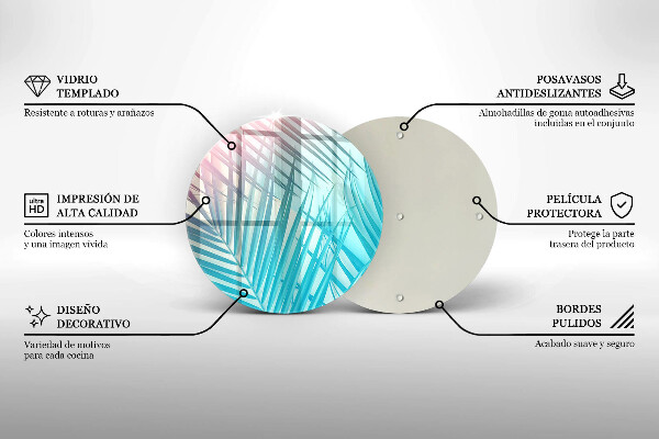 Üveg vágódeszka Pasztell levelek