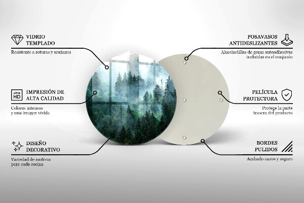 Üveg vágódeszka Erdő a ködben