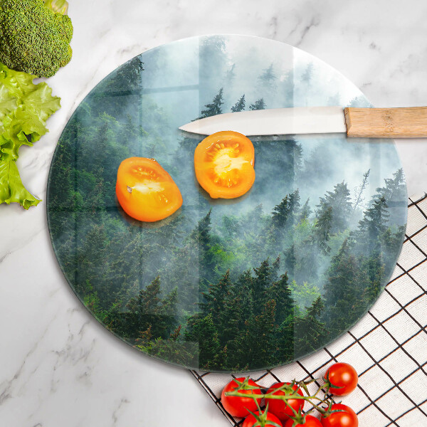 Üveg vágódeszka Erdő a ködben