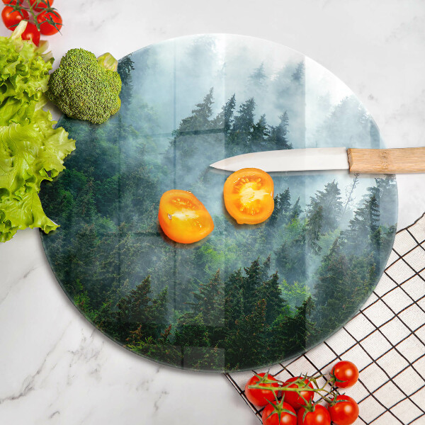 Üveg vágódeszka Erdő a ködben