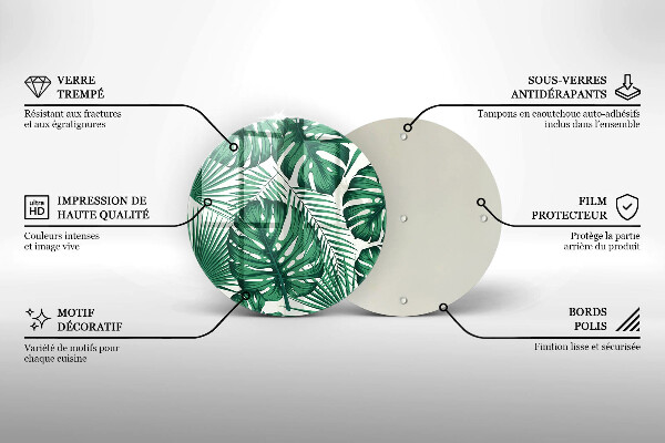 Üveg vágódeszka Monstera levelek