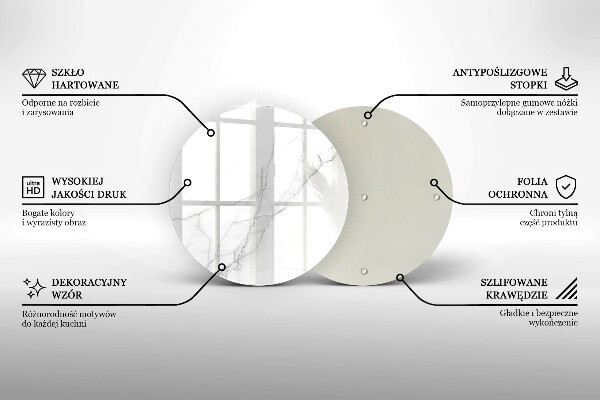 Üveg vágódeszka Finom fehér márvány