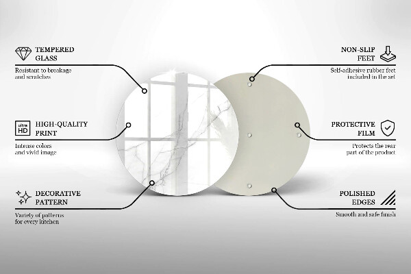 Üveg vágódeszka Finom fehér márvány