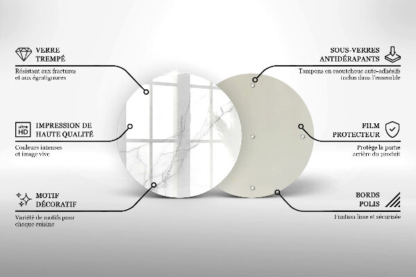 Üveg vágódeszka Finom fehér márvány