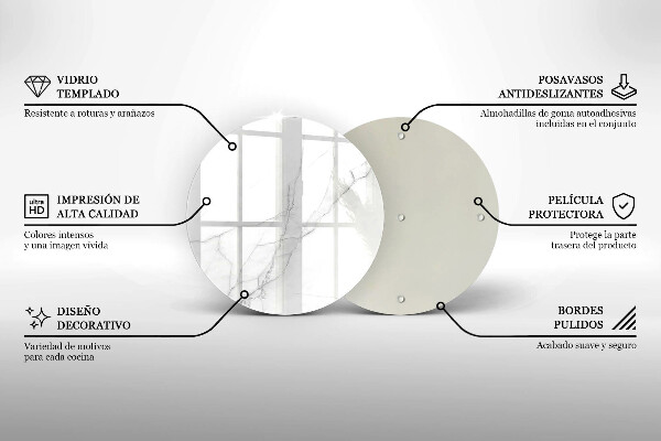 Üveg vágódeszka Finom fehér márvány