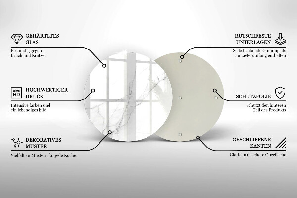 Üveg vágódeszka Finom fehér márvány