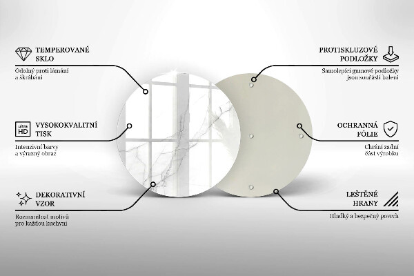 Üveg vágódeszka Finom fehér márvány