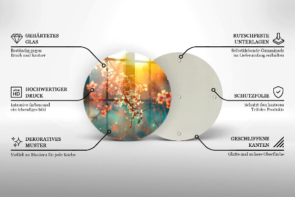 Üveg vágódeszka Alma virágzik a napon