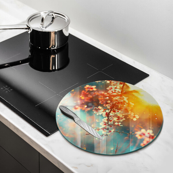 Üveg vágódeszka Alma virágzik a napon