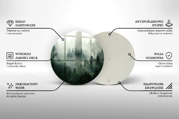 Üveg vágódeszka Ködös erdei táj