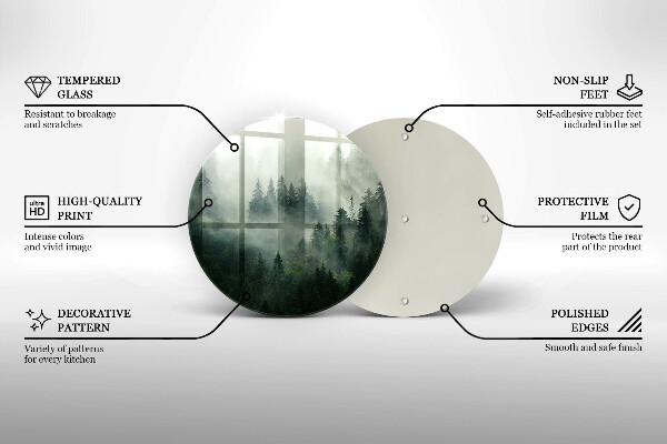 Üveg vágódeszka Ködös erdei táj