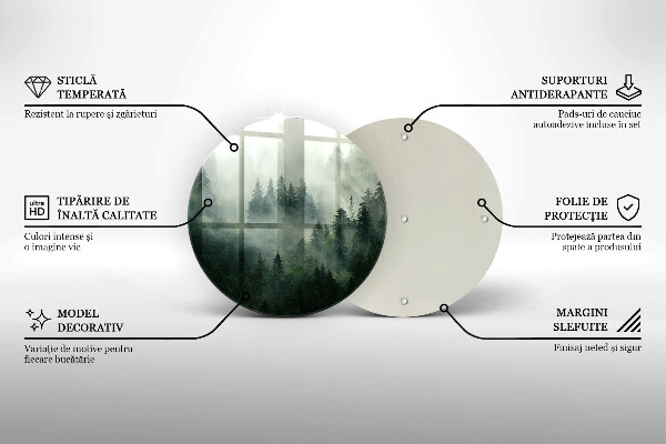 Üveg vágódeszka Ködös erdei táj