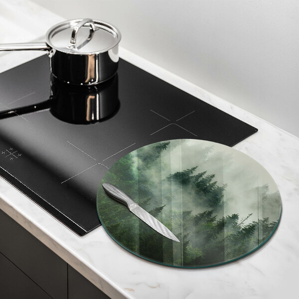 Üveg vágódeszka Ködös erdei táj