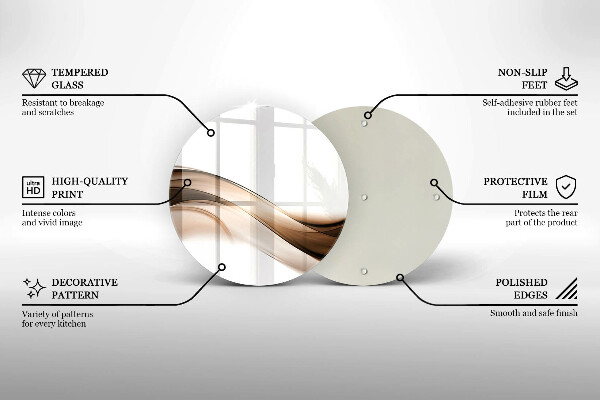 Üveg vágódeszka Absztrakt barna vonalak