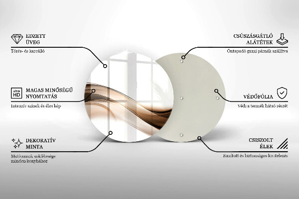 Üveg vágódeszka Absztrakt barna vonalak