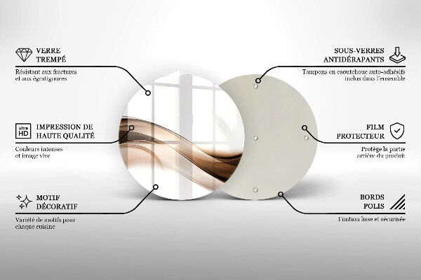Üveg vágódeszka Absztrakt barna vonalak