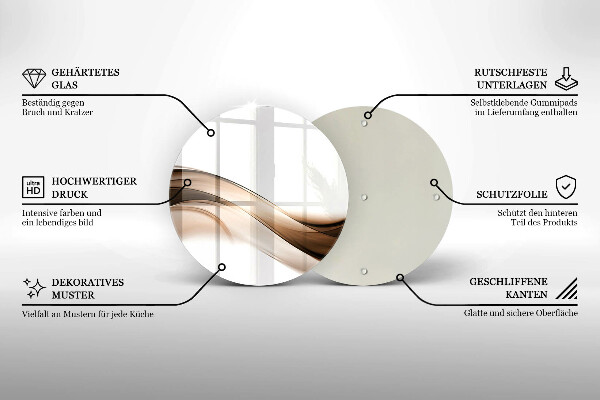 Üveg vágódeszka Absztrakt barna vonalak