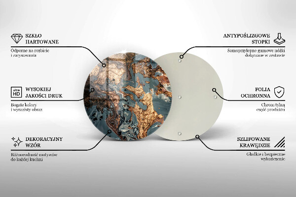 Üveg vágódeszka Dekoratív szikla arannyal