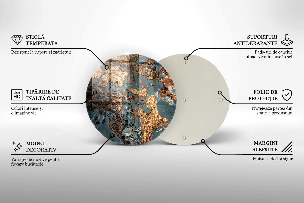 Üveg vágódeszka Dekoratív szikla arannyal