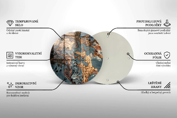 Üveg vágódeszka Dekoratív szikla arannyal