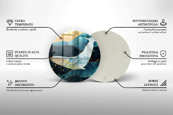 Üveg vágódeszka Bálna absztrakció