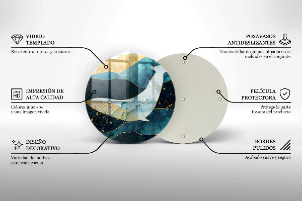 Üveg vágódeszka Bálna absztrakció