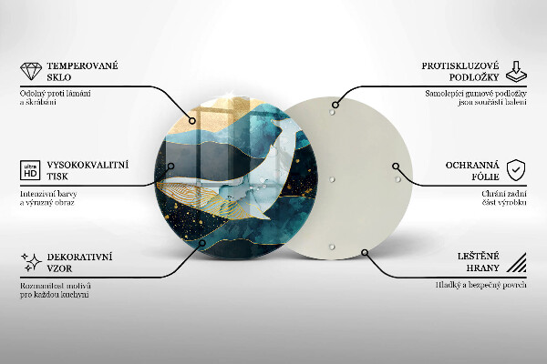 Üveg vágódeszka Bálna absztrakció