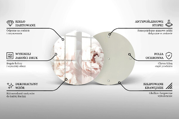 Üveg vágódeszka Pasztell bazsarózsa