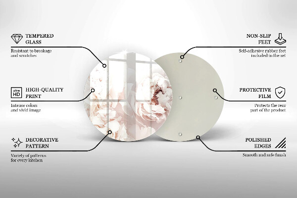 Üveg vágódeszka Pasztell bazsarózsa