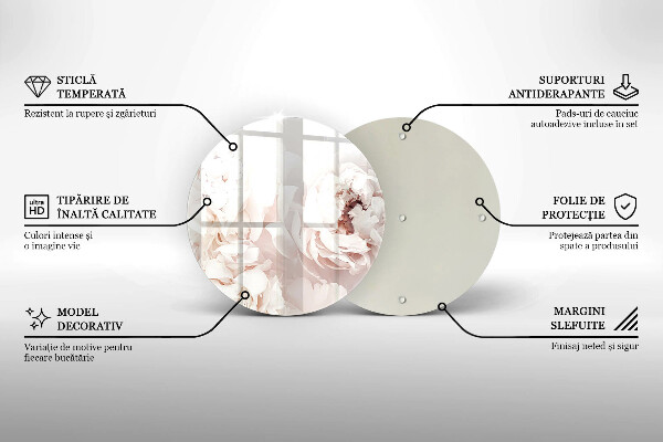 Üveg vágódeszka Pasztell bazsarózsa