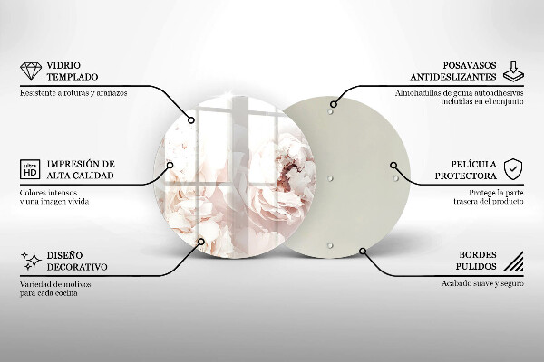Üveg vágódeszka Pasztell bazsarózsa