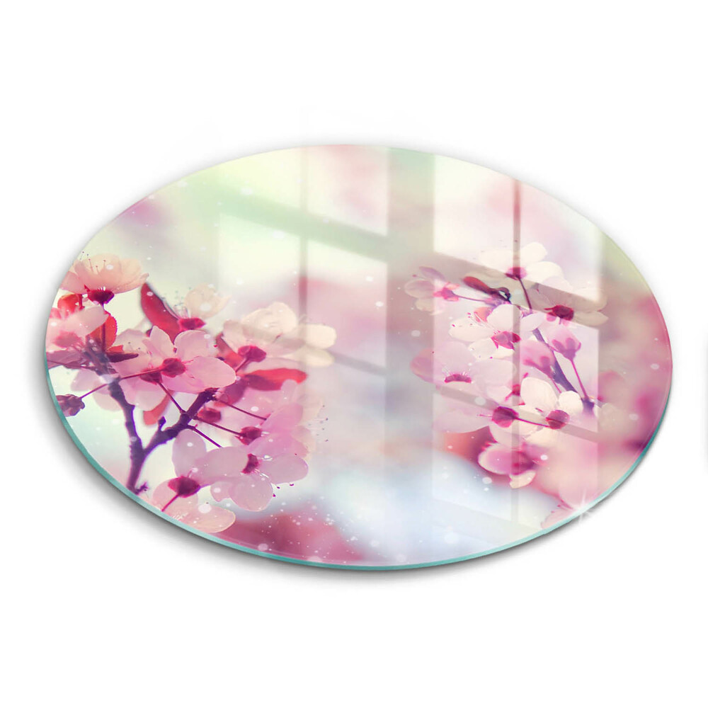 Üveg vágódeszka Tavaszi rózsaszín virágok