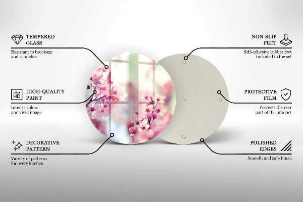 Üveg vágódeszka Tavaszi rózsaszín virágok