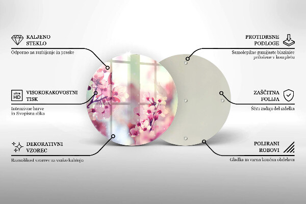 Üveg vágódeszka Tavaszi rózsaszín virágok